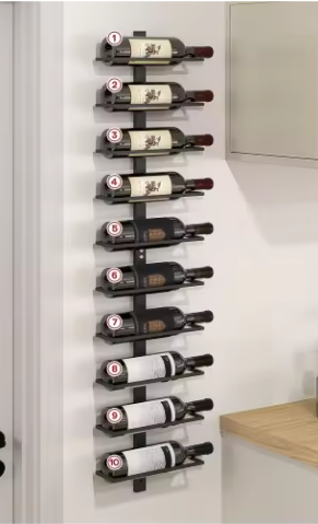 Wandgemonteerd Wijnrek – Modern Stalen Flessenrek voor 10 Wijnflessen, Ruimtebesparend en Decoratief Ontwerp