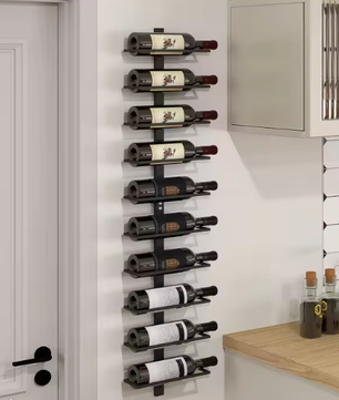 Wandgemonteerd Wijnrek – Modern Stalen Flessenrek voor 10 Wijnflessen, Ruimtebesparend en Decoratief Ontwerp
