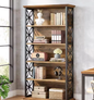 Vintage Boekenkast met 6 Lagen – Houten Displayrek voor Woonkamer, Slaapkamer en Kantoor