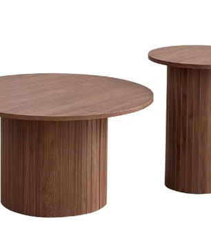 Set van 2 Ronde Houten Salontafels – Scandinavisch Nestbare Tafels voor Woonkamer of Slaapkamer