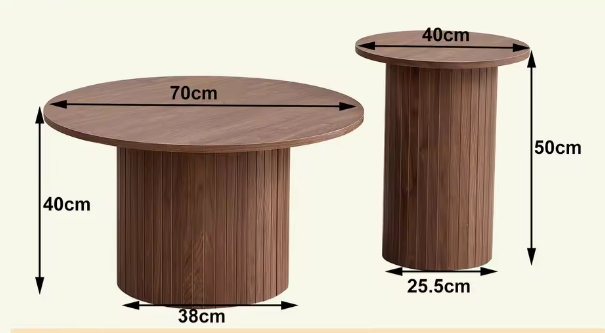 Set van 2 Ronde Houten Salontafels – Scandinavisch Nestbare Tafels voor Woonkamer of Slaapkamer