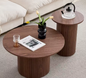 Set van 2 Ronde Houten Salontafels – Scandinavisch Nestbare Tafels voor Woonkamer of Slaapkamer