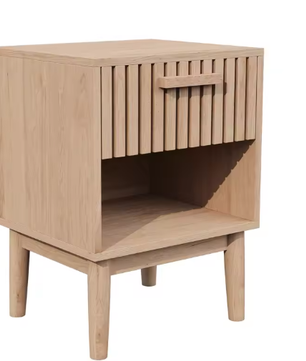 Set van 2 Boho Nachtkastjes met Lade en Open Planken – Moderne Houten Bijzettafels voor Slaapkamer of Woonkamer