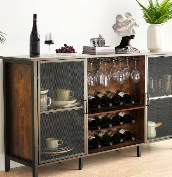 Massief Houten Wijnkast – Elegant Wijnrek voor Opslag en Presentatie in Huis of Bar