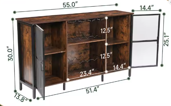 Massief Houten Wijnkast – Elegant Wijnrek voor Opslag en Presentatie in Huis of Bar