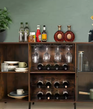 Massief Houten Wijnkast – Elegant Wijnrek voor Opslag en Presentatie in Huis of Bar