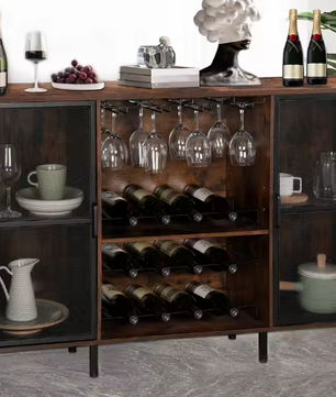 Rustieke Houten Wijnkast – Boerderijstijl Dressoir & Buffetkast voor Woonkamer, Keuken of Eetkamer