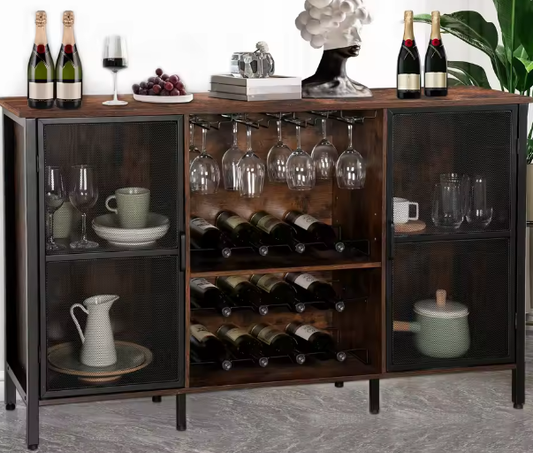 Rustieke Houten Wijnkast – Boerderijstijl Dressoir & Buffetkast voor Woonkamer, Keuken of Eetkamer