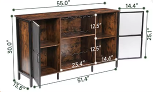 Rustieke Houten Wijnkast – Boerderijstijl Dressoir & Buffetkast voor Woonkamer, Keuken of Eetkamer