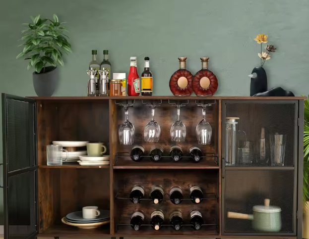 Rustieke Houten Wijnkast – Boerderijstijl Dressoir & Buffetkast voor Woonkamer, Keuken of Eetkamer