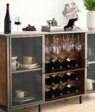 Rustieke Houten Wijnkast – Boerderijstijl Dressoir & Buffetkast voor Woonkamer, Keuken of Eetkamer