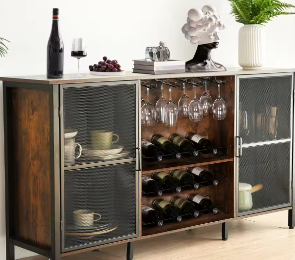 Rustieke Houten Wijnkast – Boerderijstijl Dressoir & Buffetkast voor Woonkamer, Keuken of Eetkamer