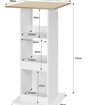 Hoge Bartafel met 3 Planken en Zijkast – Bistro & Opbergmeubel