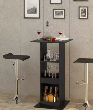 Hoge Bartafel met 3 Planken en Zijkast – Bistro & Opbergmeubel