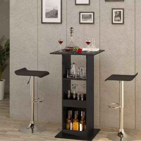 Hoge Bartafel met 3 Planken en Zijkast – Bistro & Opbergmeubel