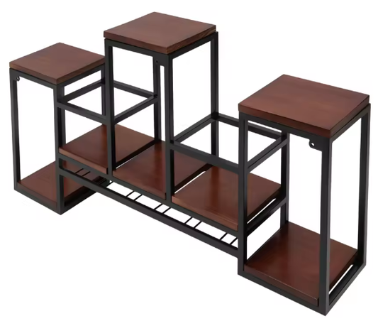Industriëel Metaal & Houten Wand Wijnrek – Vintage Bardecoratie