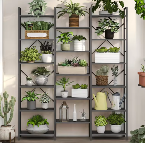 Industriële Boekenkast met 17 Planken – Verstelbare Open Kast met Metaal Frame, Modern en Ruim Ontwerp
