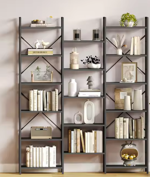 Industriële Boekenkast met 17 Planken – Verstelbare Open Kast met Metaal Frame, Modern en Ruim Ontwerp
