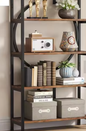 Industriële Boekenplank met 5 Lagen – Hoge Open Boekenkast met X-frame en Verstelbare Voeten, Modern Design voor Woonkamer en Kantoor