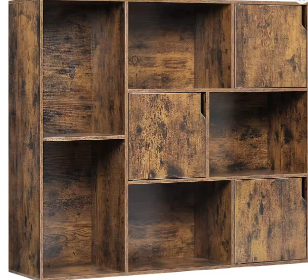 Boekenkast met 8 Vakken – Houten Opbergkast met Deur, Modern en Duurzaam Ontwerp