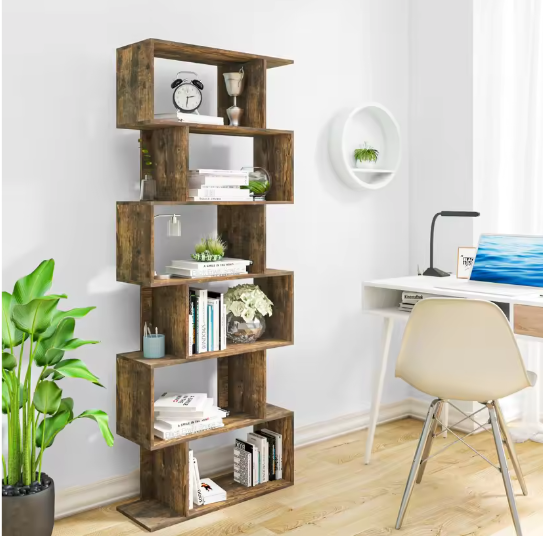 Hoge Vrijstaande Boekenkast – Moderne 6 Kubus Opbergunit voor Woonkamer, Slaapkamer en Kantoor