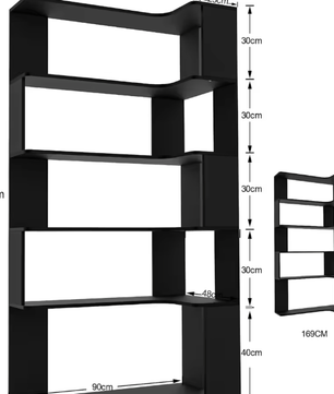 5-Laags Massief Hout Hoekboekenplank met LED-Lichtstrip – Multifunctionele Open Plank voor Woonkamer en Studeerkamer