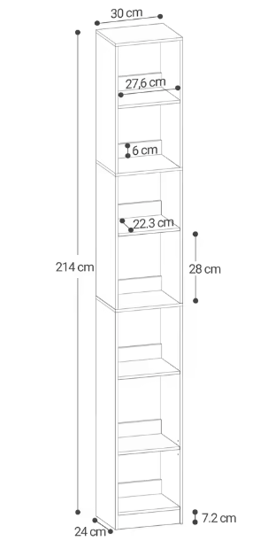 7-Laags Moderne Houten Boekenkast – Open Kubusplank voor Woonkamer, Slaapkamer en Thuiskantoor