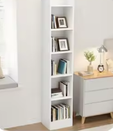 5-Niveaus Open Boekenkast – Smalle Opbergplank voor Woonkamer, Slaapkamer en Thuiskantoor