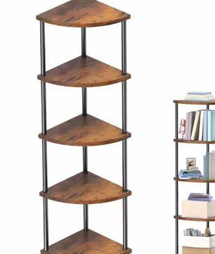 Elegante Witte 5-Laags Hoekplank met Multifunctionele Boekenkast – Ruimtebesparend Opbergrek voor Woonkamer, Slaapkamer, Keuken en Kantoor