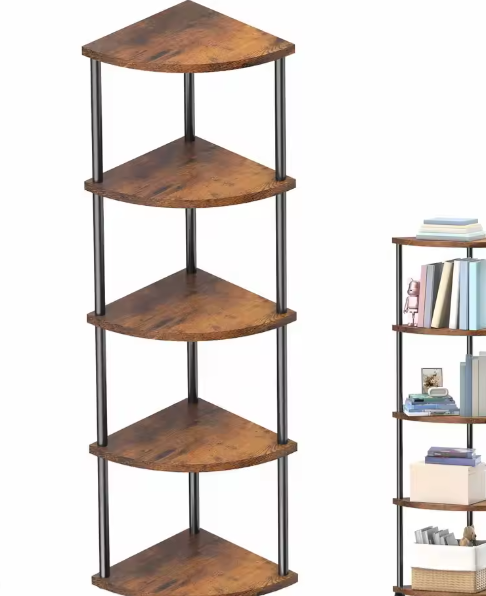 Elegante Witte 5-Laags Hoekplank met Multifunctionele Boekenkast – Ruimtebesparend Opbergrek voor Woonkamer, Slaapkamer, Keuken en Kantoor
