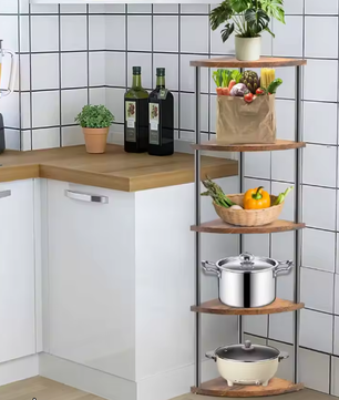 Elegante Witte 5-Laags Hoekplank met Multifunctionele Boekenkast – Ruimtebesparend Opbergrek voor Woonkamer, Slaapkamer, Keuken en Kantoor