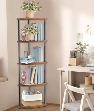 Elegante Witte 5-Laags Hoekplank met Multifunctionele Boekenkast – Ruimtebesparend Opbergrek voor Woonkamer, Slaapkamer, Keuken en Kantoor