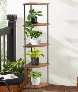 Elegante Witte 5-Laags Hoekplank met Multifunctionele Boekenkast – Ruimtebesparend Opbergrek voor Woonkamer, Slaapkamer, Keuken en Kantoor