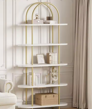 5-Planken Boekenkast 180 cm Hoog – Open Display Opbergrek met Verstelbare Voeten voor Woonkamer, Slaapkamer en Thuiskantoor