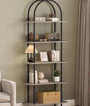 5-Planken Boekenkast 180 cm Hoog – Open Display Opbergrek met Verstelbare Voeten voor Woonkamer, Slaapkamer en Thuiskantoor