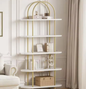 5-Laags Gebogen Boekenkast c180 m Hoog – Industriële Open Boekenplank met Houten Planken en Metalen Frame voor Woonkamer, Slaapkamer en Thuiskantoor