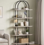 5-Laags Gebogen Boekenkast c180 m Hoog – Industriële Open Boekenplank met Houten Planken en Metalen Frame voor Woonkamer, Slaapkamer en Thuiskantoor