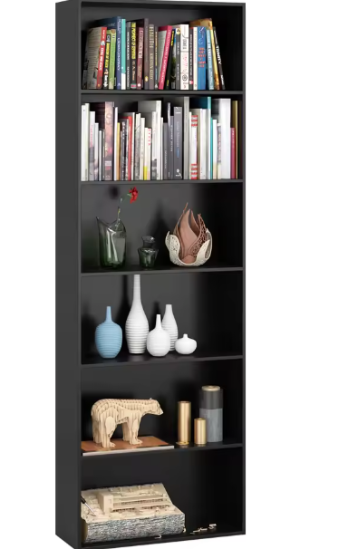 Getone 6-laags Boekenkast – Hoog 180 cm Open Opbergrek met Houten Planken voor Woonkamer, Slaapkamer en Thuiskantoor, Minimalistisch Design