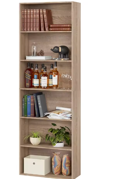 Getone 6-laags Boekenkast – Hoog 180 cm Open Opbergrek met Houten Planken voor Woonkamer, Slaapkamer en Thuiskantoor, Minimalistisch Design