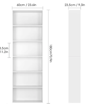 Getone 6-laags Boekenkast – Hoog 180 cm Open Opbergrek met Houten Planken voor Woonkamer, Slaapkamer en Thuiskantoor, Minimalistisch Design