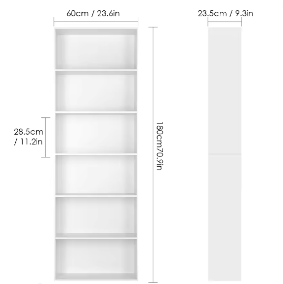 Getone 6-laags Boekenkast – Hoog 180 cm Open Opbergrek met Houten Planken voor Woonkamer, Slaapkamer en Thuiskantoor, Minimalistisch Design