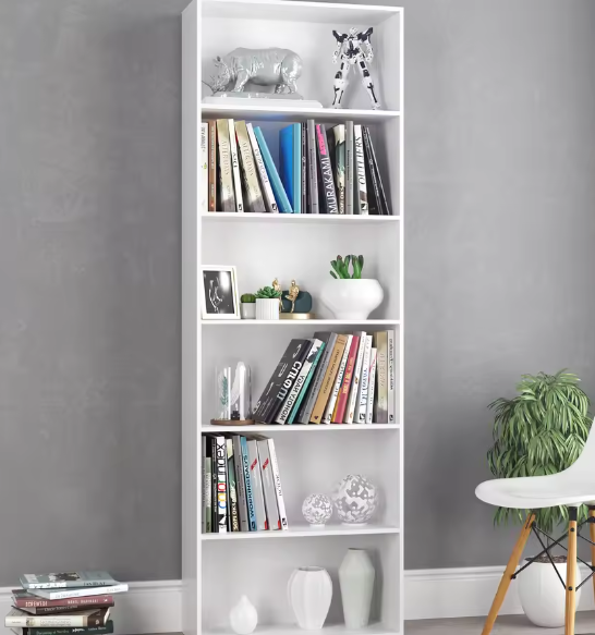 Getone 6-laags Boekenkast – Hoog 180 cm Open Opbergrek met Houten Planken voor Woonkamer, Slaapkamer en Thuiskantoor, Minimalistisch Design