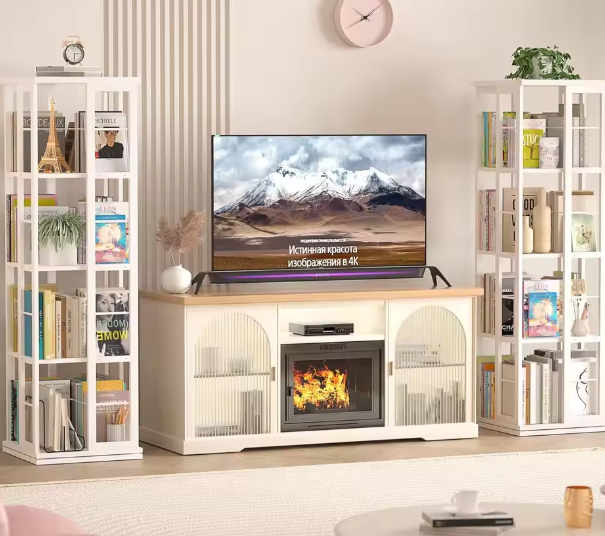 Roterende 360° Hoekboekenplank – Vloerstaande Houten Boekenkast met 4 Niveaus, Draaibaar Displayrek voor Woonkamer, Slaapkamer of Kantoor