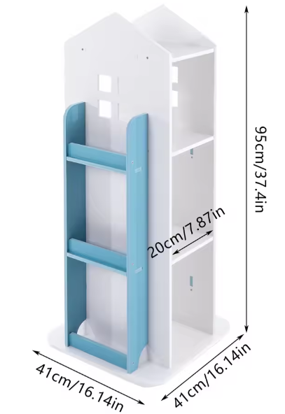 360° Roterende Kinderboekenplank – Draaibare Hoekboekenplank met 4 Niveaus voor Kinderkamers, Woonkamers en Studeerkamers