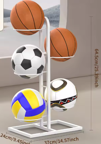 Eenvoudig basketbal- en volleybal opbergrek – Kindvriendelijk displayrek voor sportballen, ideaal voor scholen en thuissport