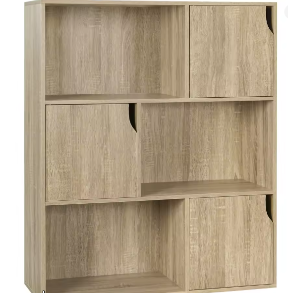 Witte boekenkast met 3 deuren en 6 compartimenten – Kinderboekenkast en opbergrek voor woonkamer, slaapkamer of kantoor