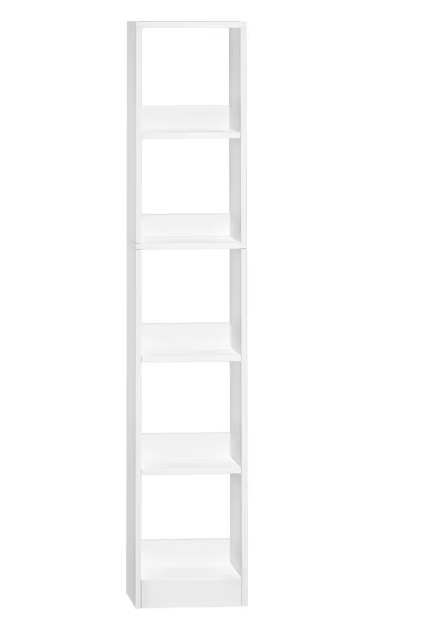 Moderne witte boekenkast met 5 planken – Open houten kubusrek voor woonkamer, kantoor of slaapkamer