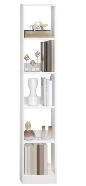 Moderne witte boekenkast met 5 planken – Open houten kubusrek voor woonkamer, kantoor of slaapkamer