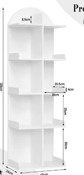 Witte 5-laagse boekenkast met 10 planken – Staande opslag voor boeken, cd’s en dvd’s