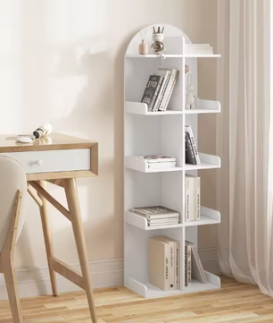 Witte 5-laagse boekenkast met 10 planken – Staande opslag voor boeken, cd’s en dvd’s